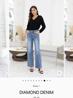 DIAMOND DENIM - Women’s Wide-Leg Jeans in Light Blue Comfy & Fabulous